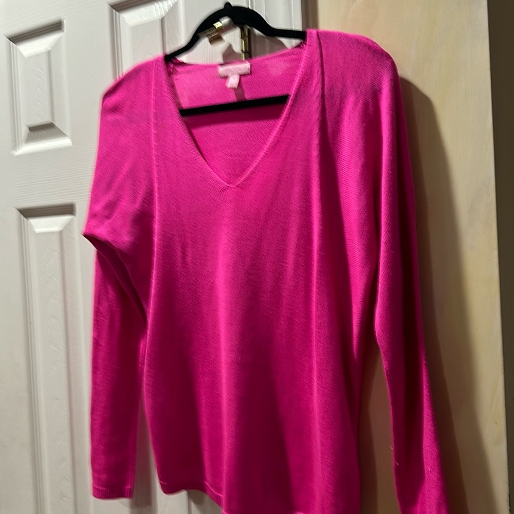 Hot pink sweater by Lilly Pulitzer really pretty for casual.